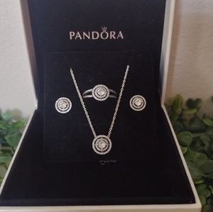 Earrings silver and neackle and ring size8